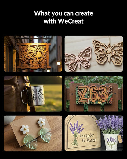 Vision 40W Laser Cutter and Engraver Machine, with Auto-Lifting, HD Camera, 4-In-1 Rotary, 600Mm/S Speed, Diode Laser Engraver for Tumblers Wood Metal Acrylic Small Business - Rotary Bundle