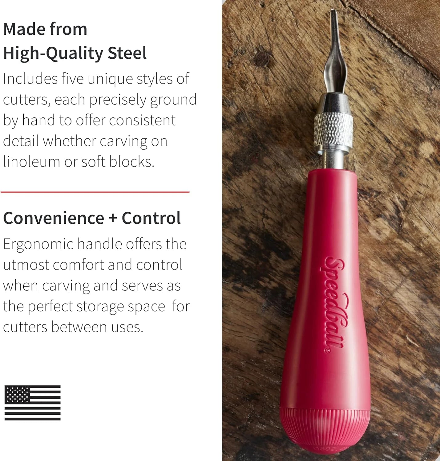 Linoleum Cutter with 5 Assorted Lino Cutters and Plastic Storage Handle