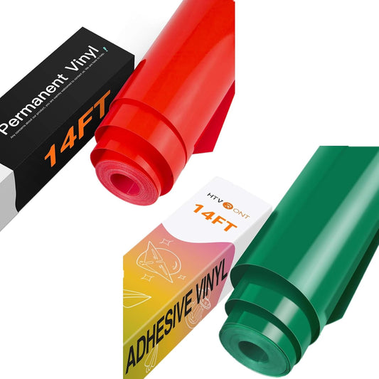 Red & Green Permanent Vinyl -12" X 14 FT Glossy Red & Glossy Forest Green Permanent Adhesive Vinyl Roll