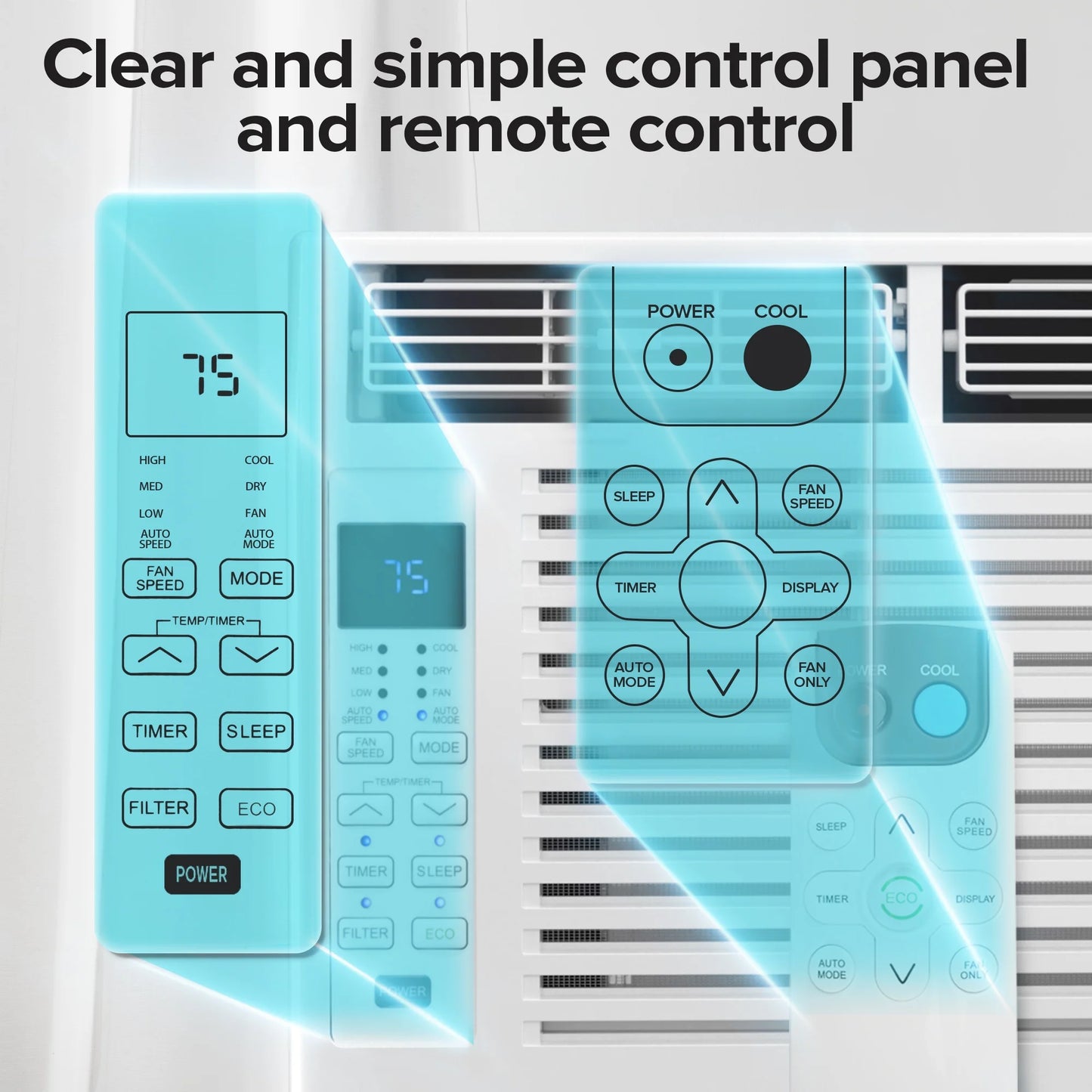 6,000 BTU Window Air Conditioner with Remove Control , for Room AC Unit Air Conditioner Easy Installation, Cools up to 250 Sq. Ft