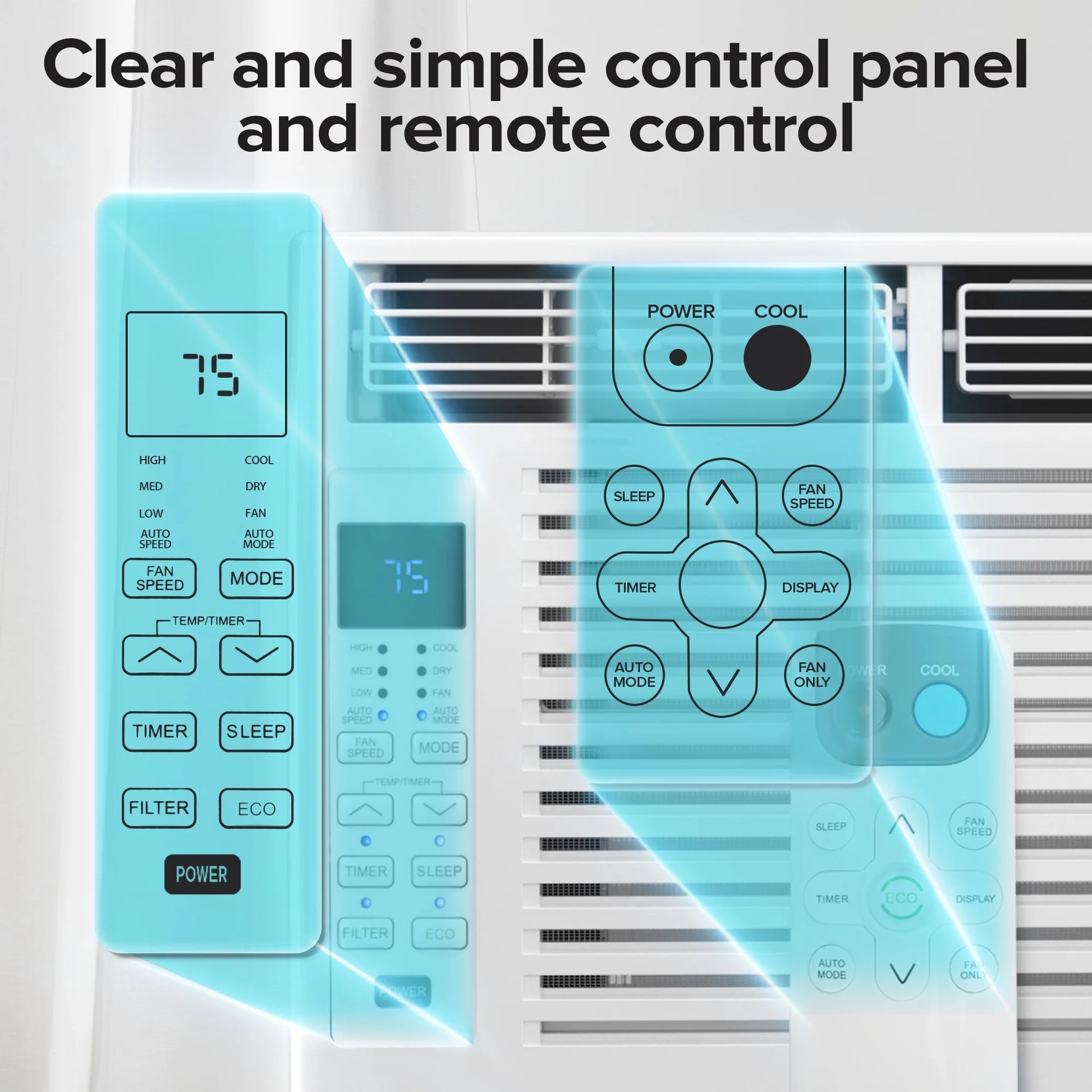 6,000 BTU Window Air Conditioner with Remove Control , for Room AC Unit Air Conditioner Easy Installation, Cools up to 250 Sq. Ft