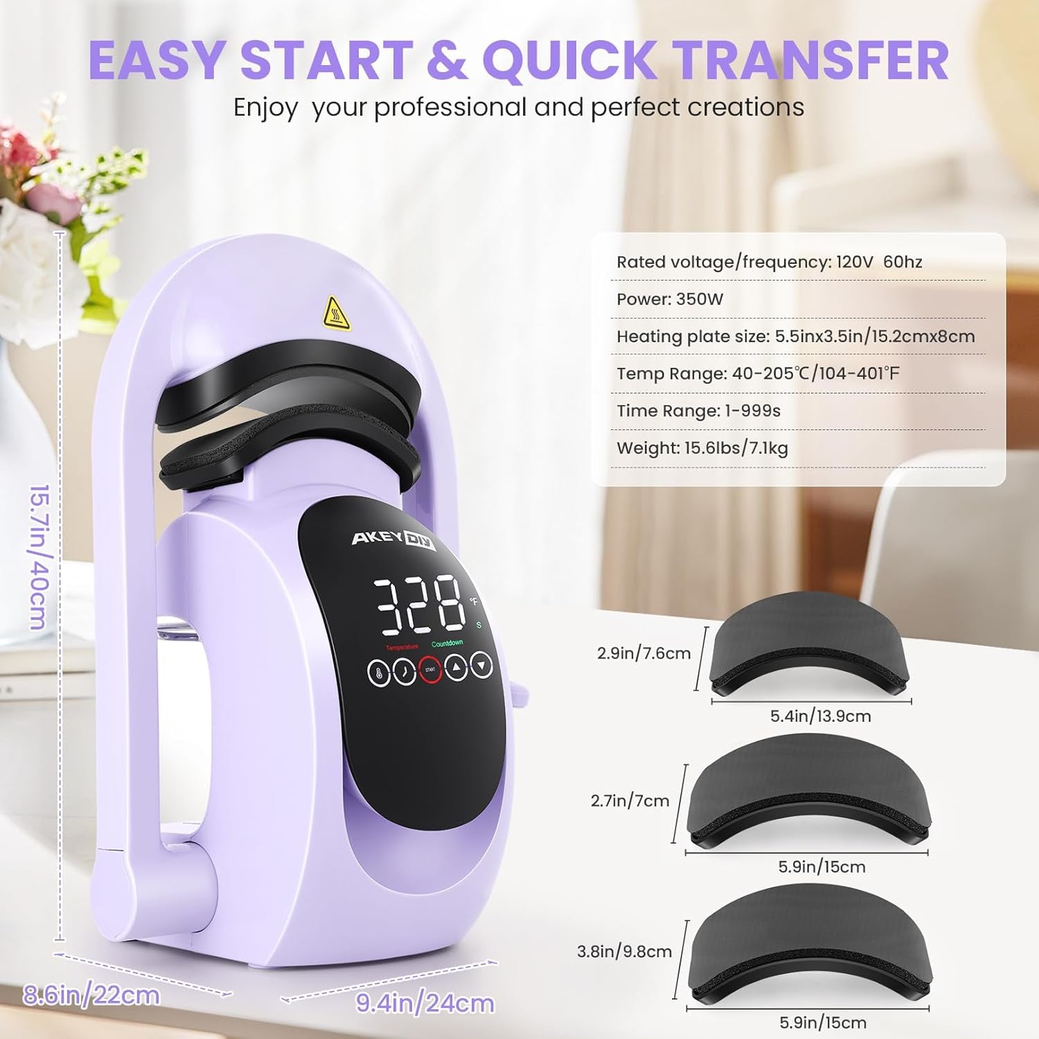 AKEYDIY 3-In-1 Auto Cap Heat Press Machine, Hat Heat Press with 3Pcs Replaceable Heating Pads, Automatic Release&Press Large Touchscreen Digital Control Panel, DIY Sublimation Caps T-Shirts Bags