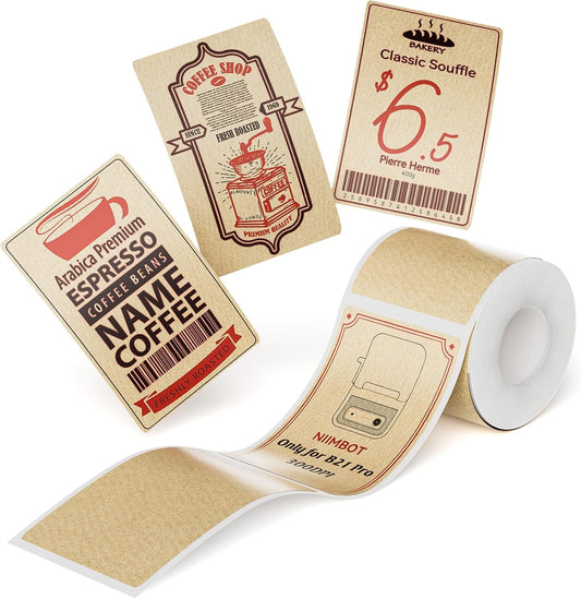 NIIMBOT Red&Black Labels, Refill Sticker Papers Compatible with Pro Series Label Makers, Dual Color Printing Stickers Good Idea for Schools,Business,Price Tags,Baking(2''X3.15''/50X80Mm-Kraft Paper)