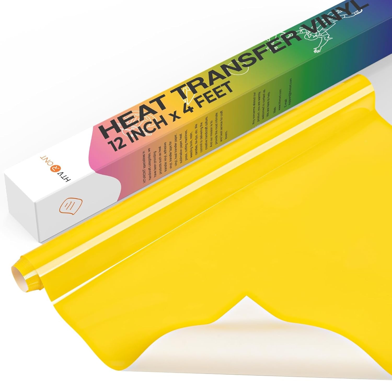 Heat Transfer Vinyl Roll -12" X 4FT Yellow + White HTV Vinyl for T-Shirts, Iron on Vinyl for All Cutting Machines - Easy to Cut & Weed for HTV Heat Transfer Vinyl Design