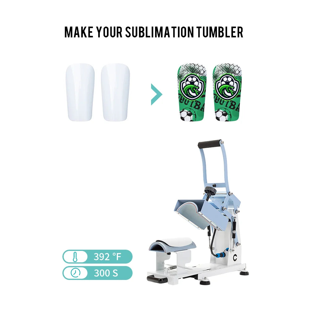 Soccer Shin Guard Pads White for Sublimation 6 Pairs (3 Size Options)