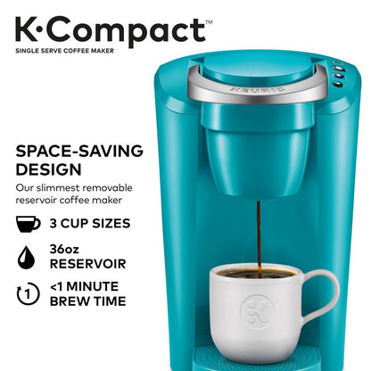 K-Compact Single-Serve K-Cup Pod Coffee Maker, Turquoise