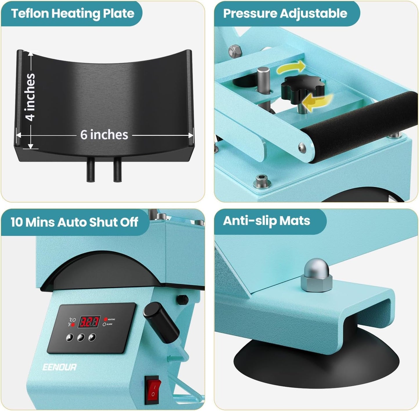 Hat Press Heat Machine for Caps with Presice Temp&Timer Control, Timer Auto Starter, Hat Heat Press with 2 Platens for Trucker Hat & HTV Iron on Vinyl, Sublimation Hat Press, Heat Transfer (Blue)