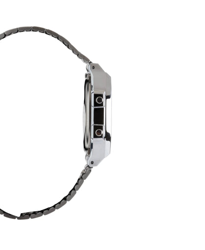 Men'S Stainless Steel Band Wristwatch, Silver & Black