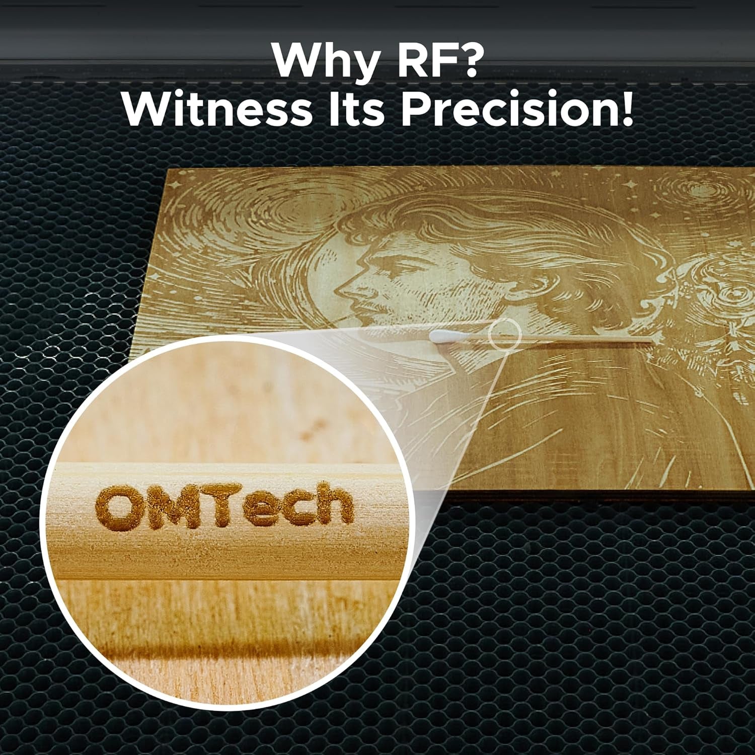 Omtech Pro Quantum 60W RF CO2 Laser Engraver & Cutter, 4200Mm/S Speed, 0.07Mm Precision, Dual Air Assist, Dust Extraction Fan, Lightburn Compatible, 39.4" X 23.6" Work Area, 20,000+ Hour Lifespan
