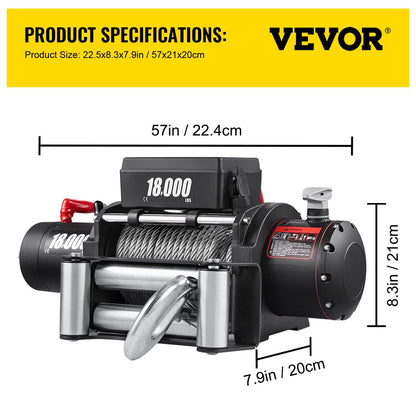 Truck Winch 18000Ib, Electric Winch 75Ft/22.8M Cable Steel 12V Power Winch Jeep Winch with Flexible Long-Distance Control and Powerful Motor for UTV ATV & Jeep Truck Wrangler in Car Lift