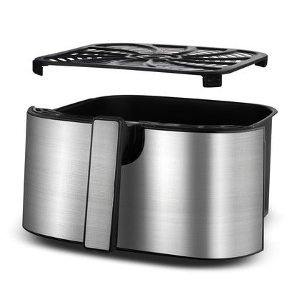 8 Qt Digital Air Fryer with 12-One Touch Presets, Stainless Steel, Black, 13 In, New