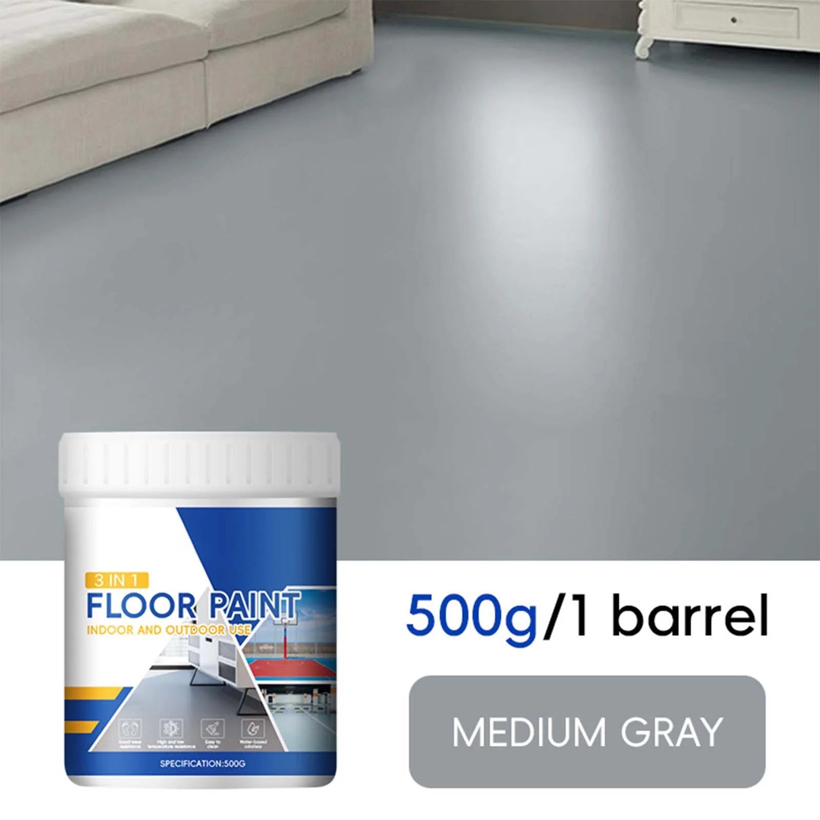 Epoxy Floor Paint,  under $5 Household Floor Paint Three in One Epoxy Floor Paint Cement Floor Water-Based High Solid Wearresistant Resin Southeast Floor Paint 500Ml
