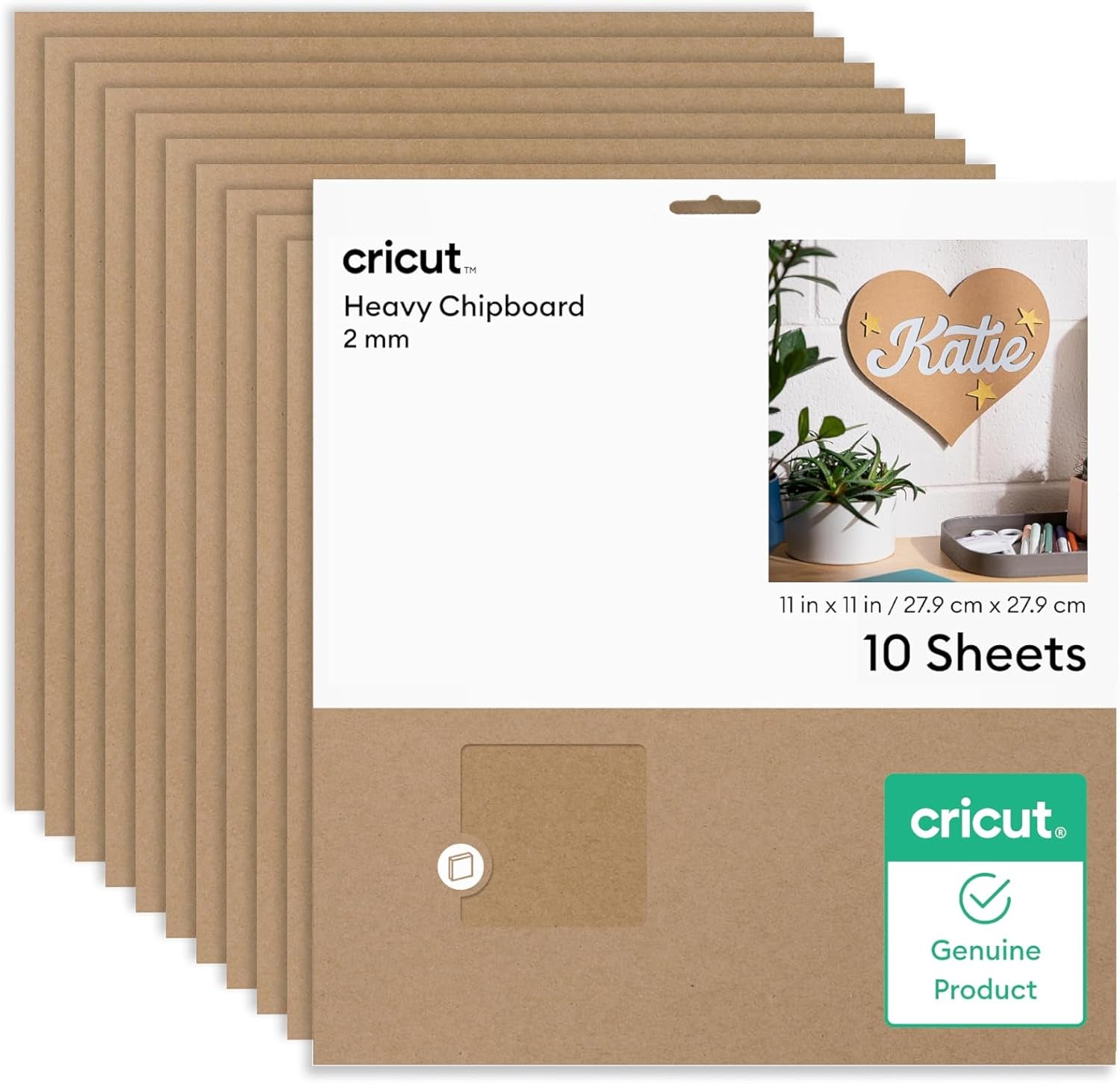 Cricut® Heavy Chipboard - 10 2Mm Sheets (11 in X 11 In) - Durable, Versatile Material for DIY Crafts - Compatible with Cricut Maker®