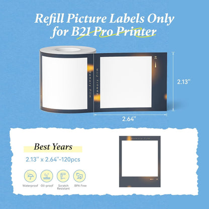 NIIMBOT Photo Papers Compatible with Pro Series Label Makers, Thermal Picture Labels Good Idea to Print Photos, Beauty Memories, Note,List (2.13''X2.67''-54X67Mm)
