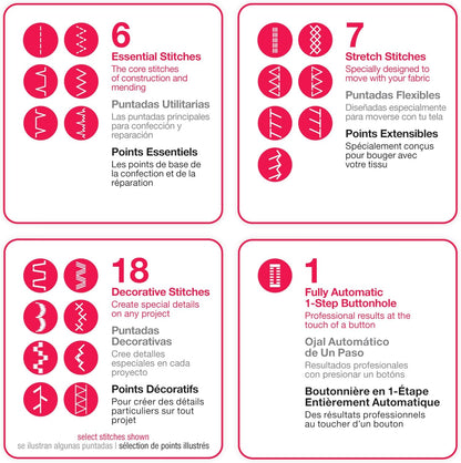 SINGER Heavy Duty 4432 High Speed Black Sewing Machine with Accessory Kit | Strong Motor with Enhanced Piercing Power, 110 Stitch Applications, Full Metal Frame, 1-Step Buttonhole & LED Light