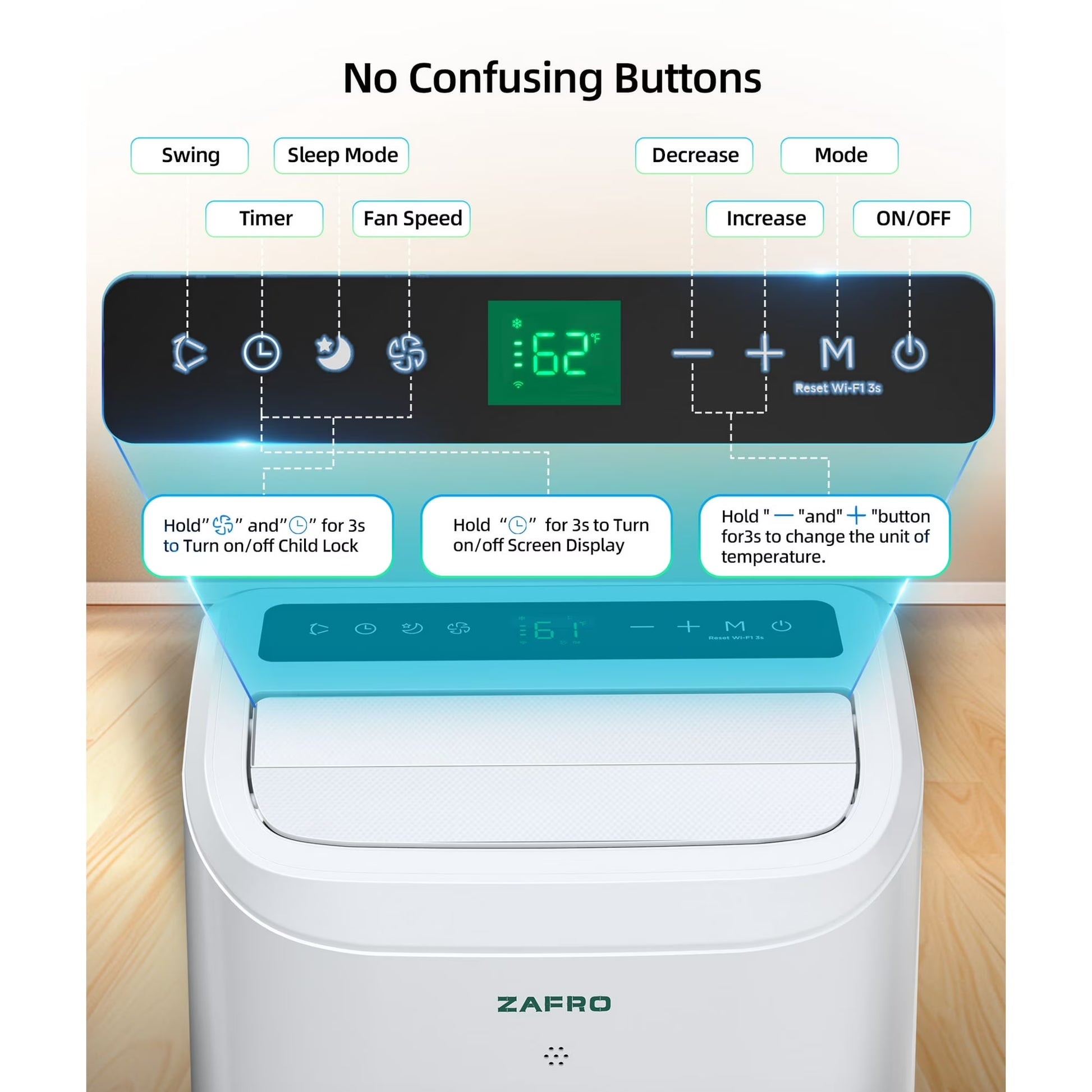 Portable Air Conditioners 6000 BTU, Portable Ac Units for Bedroom with Fan & Dehumidifier, 24H Timer with App/Remote/Timer/Led Display