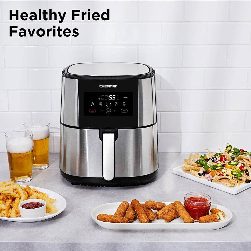 Turbo Fry Stainless Steel Air Fryer with Basket Divider, 8 Quart