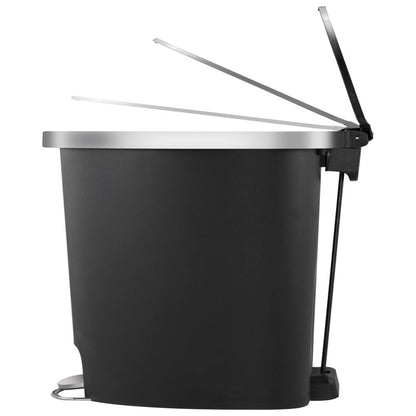 14.5-Gal Plastic Semi round Kitchen Step Trash Can, Black