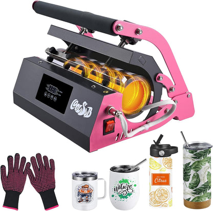 Tumbler Heat Press Machine, Mug Press Machine for 30Oz 20Oz, Sublimation Blank Skinny Tumbler Glass Jar Can 11-16Oz Mugs, Heat Transfer Print for Sublimation Tumblers, Cups, Mugs Hot Pink