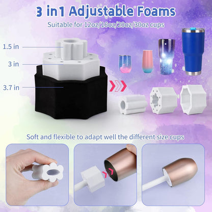 LFSUM Cup Turner for Crafts Tumbler Cup Spinner Machine Kit, Wood Cuptisserie Turner DIY Glitter Epoxy Tumblers with Silent UL Motor Safety Switch 3 in 1 Foams Accessories