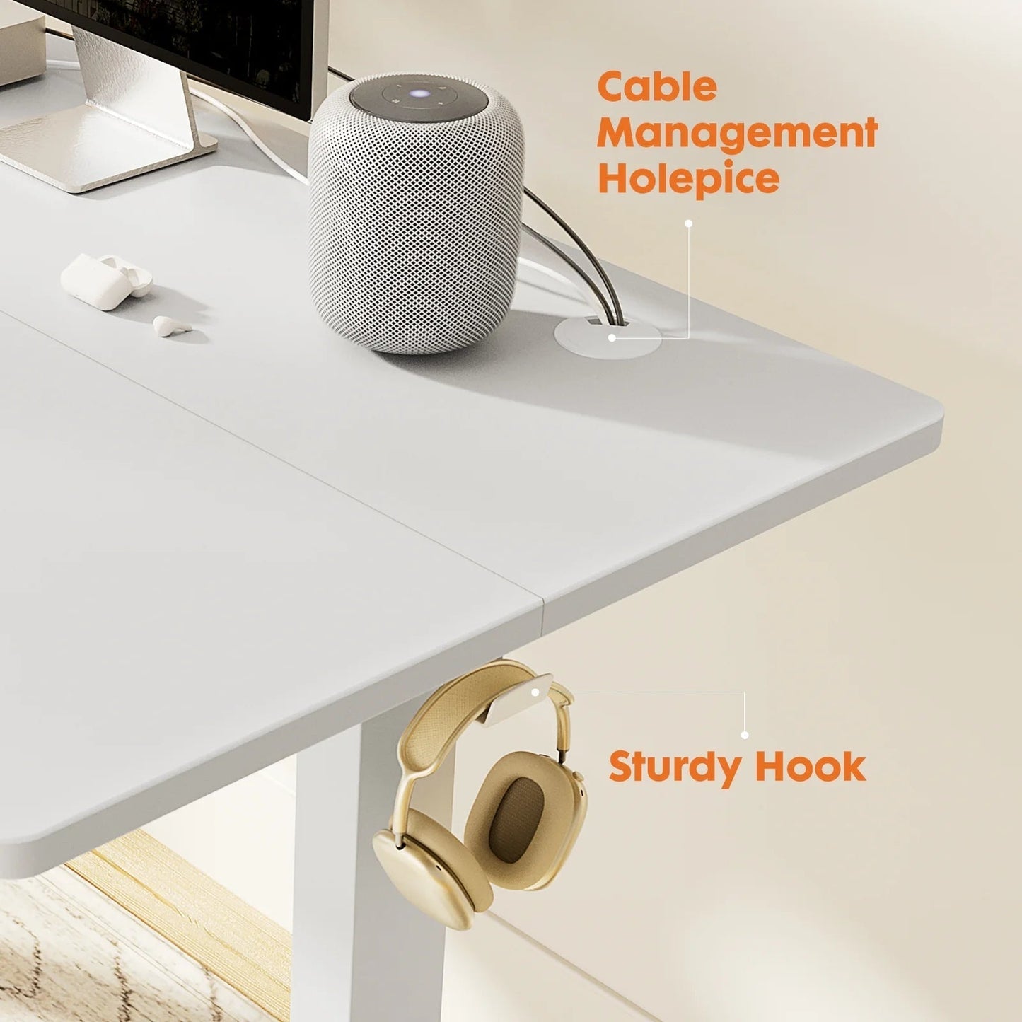 Electric Standing Desk, 40''X24'' Height Adjustable Desk, Home Office Desk with Electric Lift, Sit Stand Desk Workstation for Home Office, White