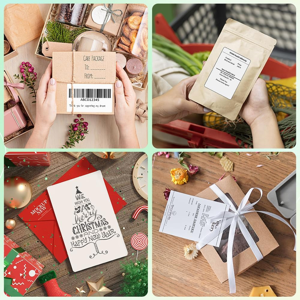 Phomemo Labels for M110 M120 M221 M200 M220 M150 M250 M260 M108 M100 Label Printer, Thermal Paper for Small Business, Barcode, Address, Clothing, Black on White 1.97"X3.15"(50X80Mm) 100Label/Roll