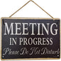 Meeting in Progress Please Do Not Disturb Hanging Door Sign for Office Commercial Use 12"X6" Retro Style Wooden Plaque Wooden Sign Hanging Wall Art