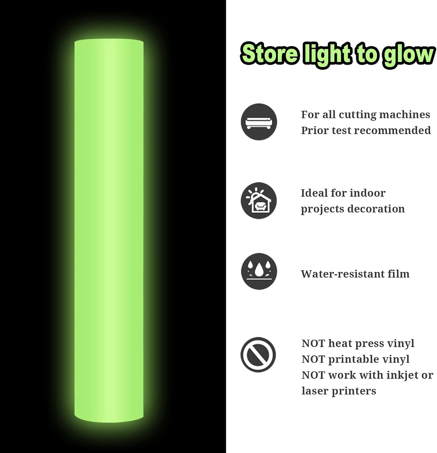 Glow in Dark Matte Adhesive Craft Vinyl for Craft Cutter,Sign Plotter 1Ft X 5Ft, Peach