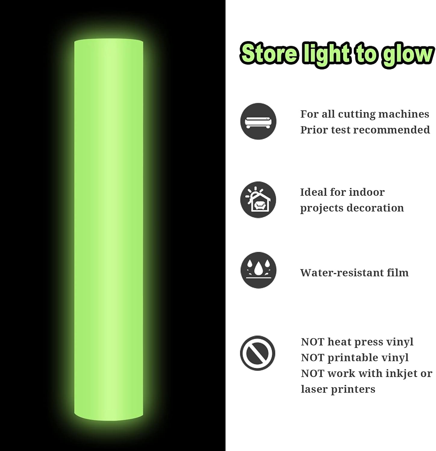 Glow in Dark Matte Adhesive Craft Vinyl for Craft Cutter,Sign Plotter 1Ft X 5Ft, Peach