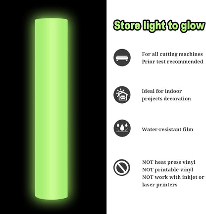 Glow in Dark Matte Adhesive Craft Vinyl for Craft Cutter,Sign Plotter 1Ft X 5Ft, Peach