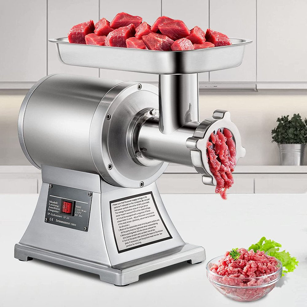 brand Commercial Electric Meat Grinder, 550Lbs & 1100W Commercial Sausage Stuffer Maker, 220 RPM 1.5HP Stainless Steel Food Grinders for Industrial and Home Use