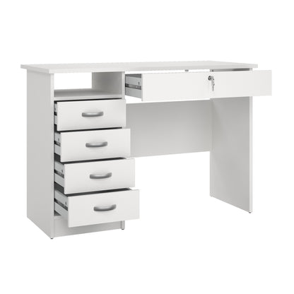 Walden 5 Drawer Office Desk with 1 Locking Drawer for Adults, White