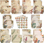 Taobary 160 Pcs Stationery Paper Set 50 Double Sided Stationery Papers with 50 Matching Envelopes and 60 round Dot Sticker, 10 Design(Nature Vintage Style,5.5 X 8.25 Inch)