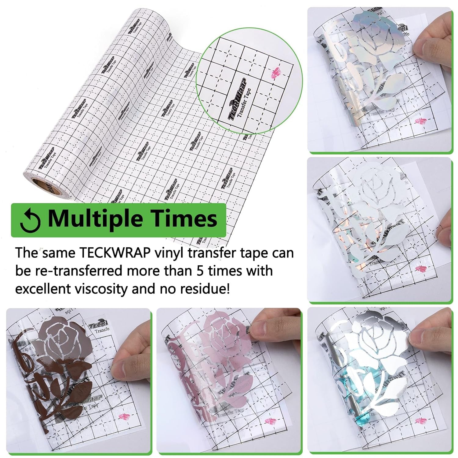 Transfer Tape for Vinyl - 12" X 32FT Vinyl Medium Tack Transfer Paper for Permanent Vinyl, Stickers, Decals, Signs, Windows, Alignment Grid & Clear