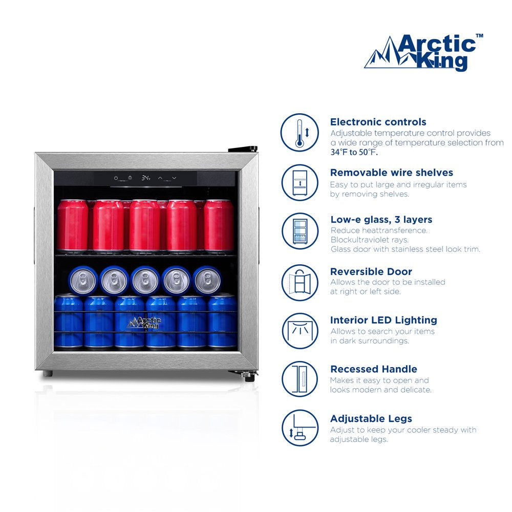 48-Can Beverage Fridge & Cooler with Electrical Control, Stainless Steel Look, ARV48B1AST