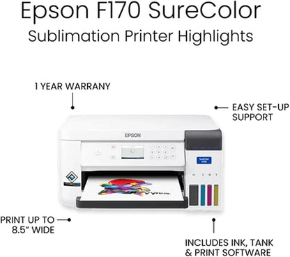 Makerflo X Jennifermaker Epson F170 Sublimation Ultimate Kit – Printer Bundle with Sublimation Made Simple Ebook, Sublimation Oven, Heat Press, Paper, Tape, Tumblers – Just a Cooler Modern Touch