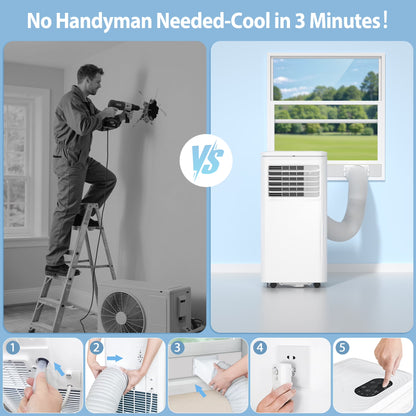 Portable Air Conditioner 10000BTU Ashrae ( 6000BTU) Indoor Room AC Unit Dehumidifier Window Kit Remote Control Easy&Efficient Bedroom