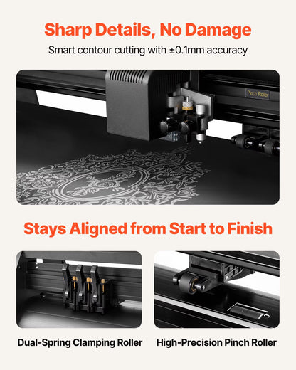 VEVOR Vinyl Cutter Machine, 28 Inch Max Feed Width, Dual Blades, Adjustable Force and Speed, LED Display, Vinyl Plotter Cutter Printer Bundle with Sticker Sheets, Transfer Film, Signmaster Software