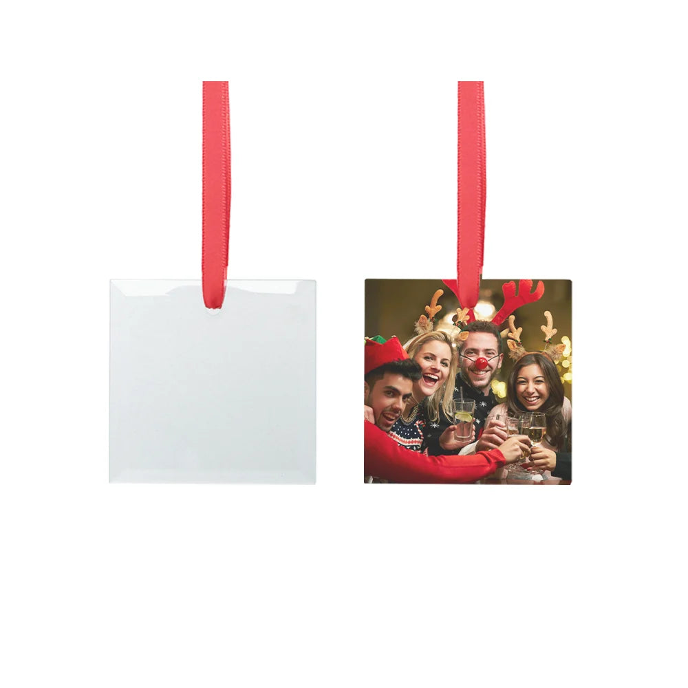 Sublimation Blanks Ornament Glass Frosted 3" Square 24 PCS