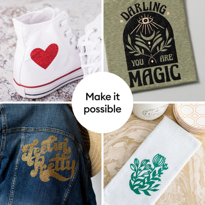 Cricut Glitter Iron-On, White, 12 X19, Roll