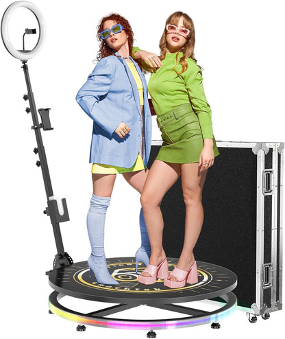 MWE 360 Photo Booth Machine for Parties with Flight Case,Software APP Remote Automatic 360 Spin Camera Video Booth (Light Box, 27In)