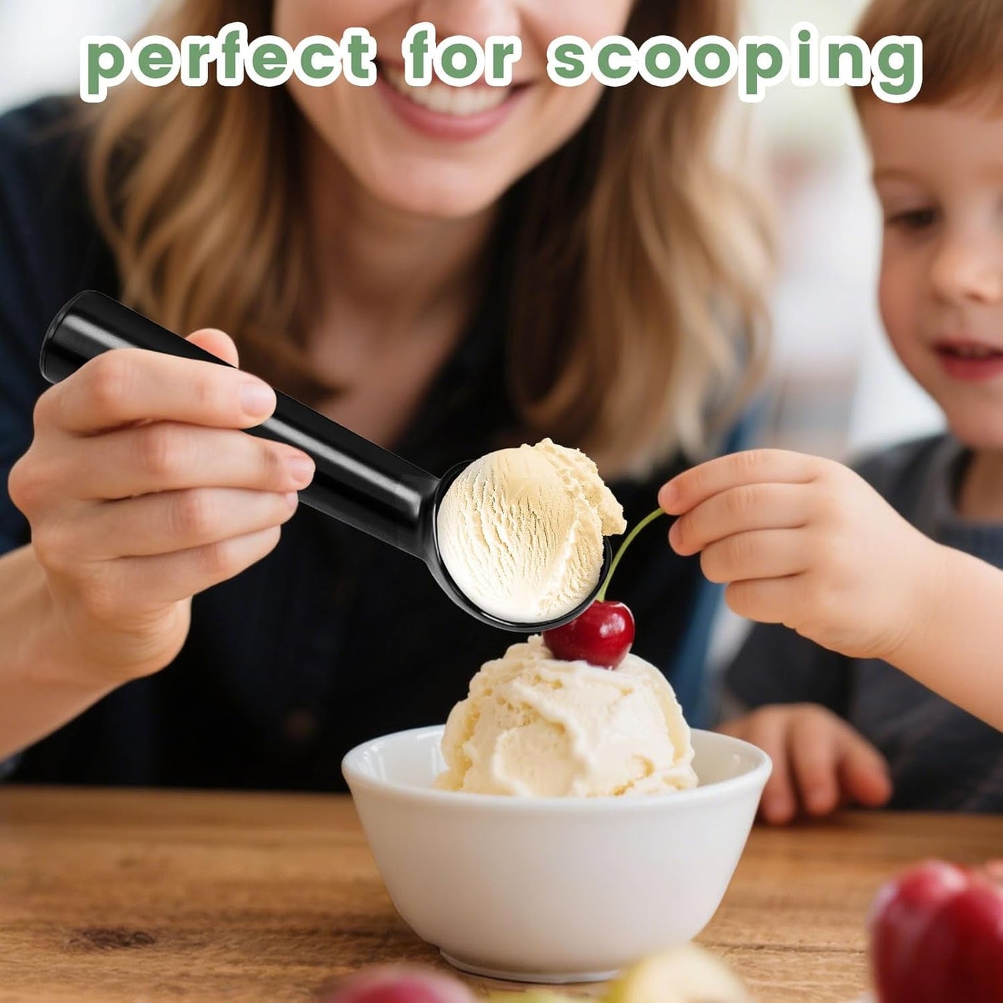 HANSGO Ice Cream Scoop, 2PCS 7 Inches Nonstick Anti-Freeze Ice Cream Scooper One Piece Aluminum Design Dishwasher Safe