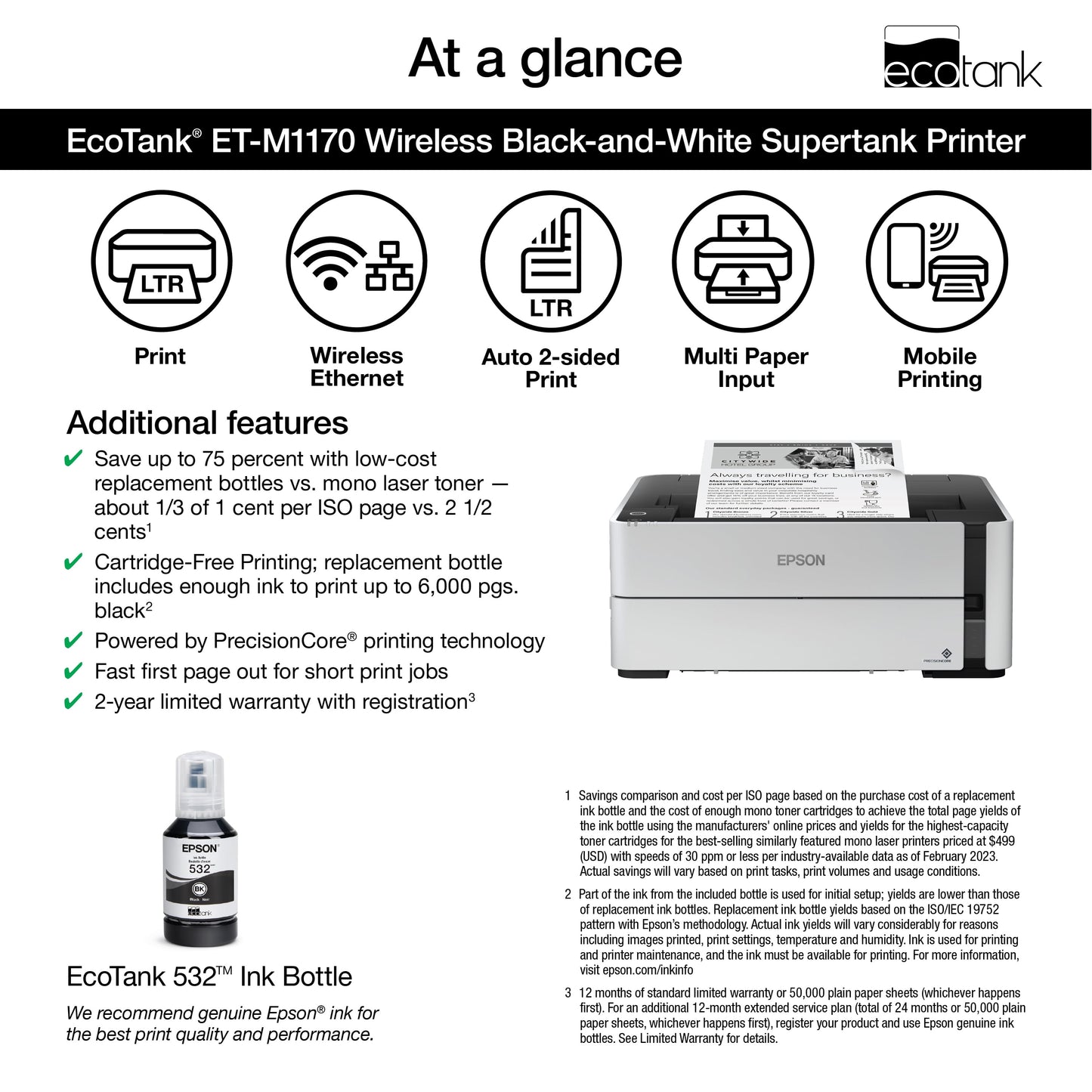 Ecotank ET-M1170 Wireless Monochrome Supertank Printer