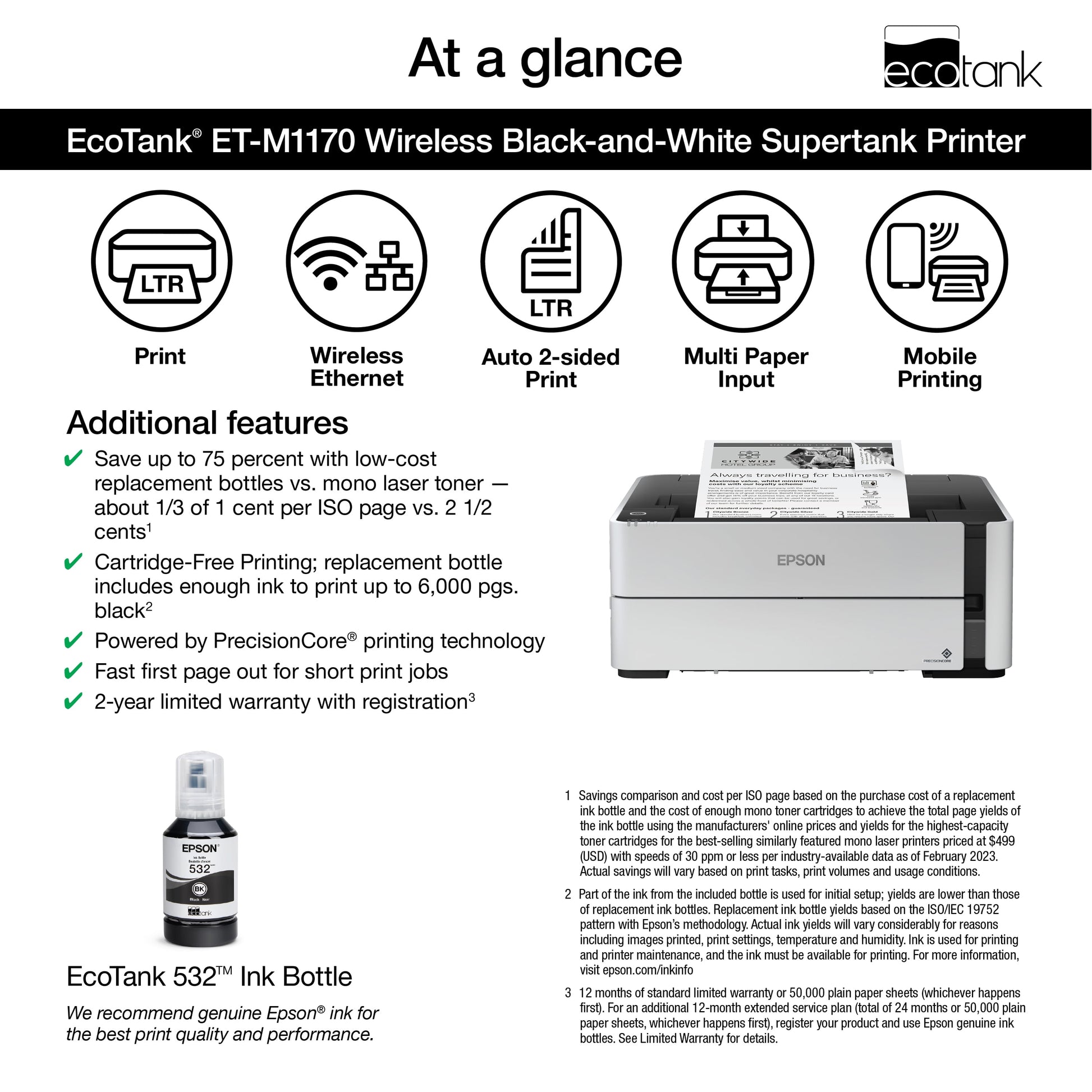Ecotank ET-M1170 Wireless Monochrome Supertank Printer