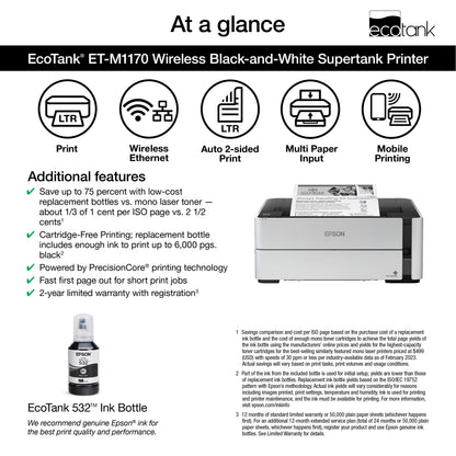 Ecotank ET-M1170 Wireless Monochrome Supertank Printer
