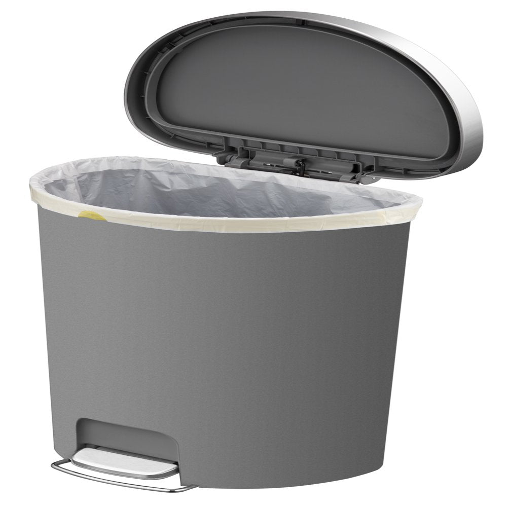 14.5 Gallon Trash Can, Plastic Kitchen Trash Can, Gray