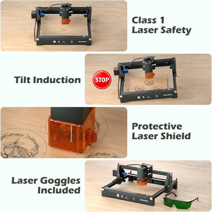 Genmitsu Laser Engraver Machine Kortek 2.5W 2500Mw, Wireless APP Supported, ±0.01Mm High Precision, Portable Laser Engraving Machine for DIY Wood, Acrylic, Leather, Glass, Metal, Fiber, Safety Class 1
