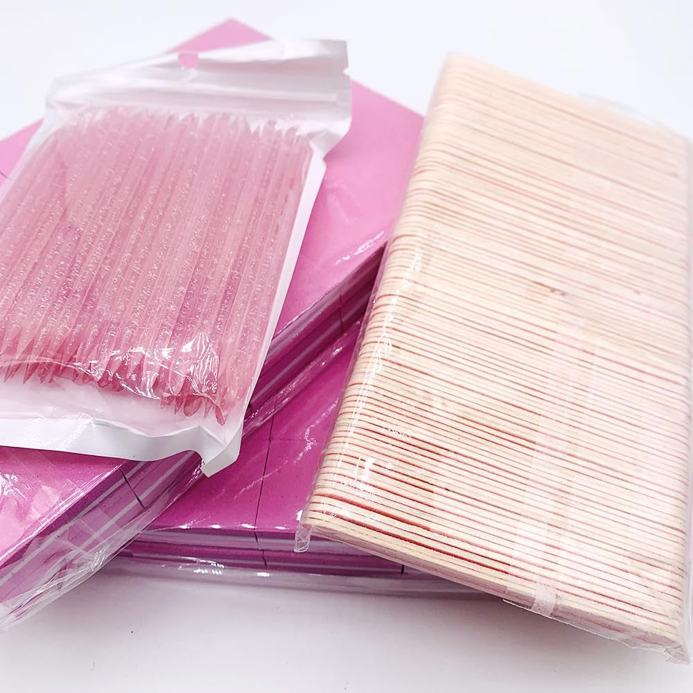 100 Set Press on Nail Tool Kit, Including 100Pcs Mini Nail Buffer, 100Pcs Nail File, 100Pcs Nail Stick, 100Pcs OPP Bag, Disposable Manicure Kit for Nail Salon Home