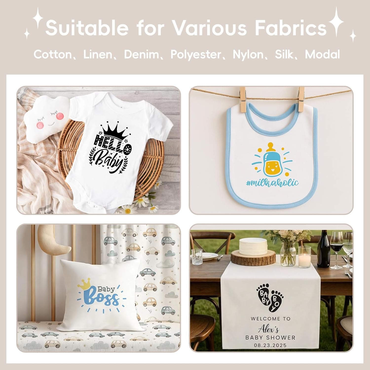 36Pcs Baby Iron on Patches for Onesies,Funny Baby Boy Iron on Transfers Ready to Press，Baby Shower Games Onesie Decorating Kits for DIY Crafts,Baby Shower Decorations（Boy）
