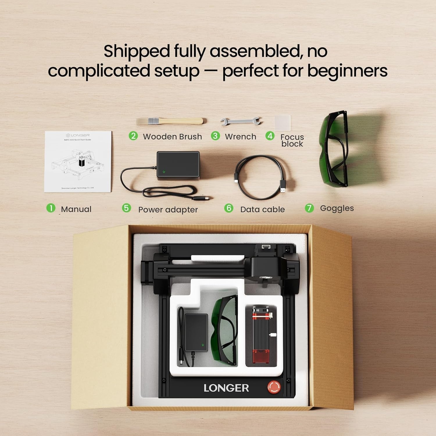LONGER RAY5 Laser Engraver 2500Mw High Precision 0.04 * 0.04Mm Laser Cutter and Engraving Machine 130X130Mm Working Area Mini Portable Laser Engraver for Wood Metal Acrylic Glass
